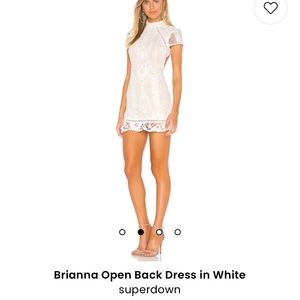Superdown Brianna Open Back Dress in White; Small Graduation Dress; Revolve.